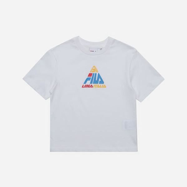 Fila Triangle Crew Neck S/S Boy's T-Shirts - White,NZ 412-89562